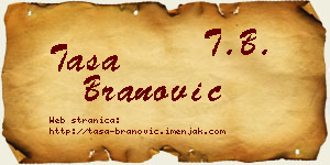Tasa Branović vizit kartica